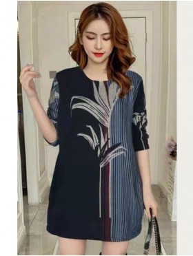 Tree Printed Jersey Knit Fashion Top 